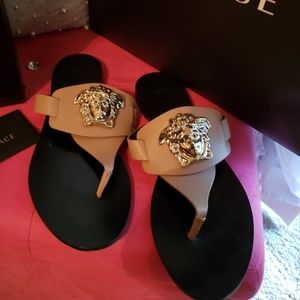 Versace Black Palazzo Thong Sandals